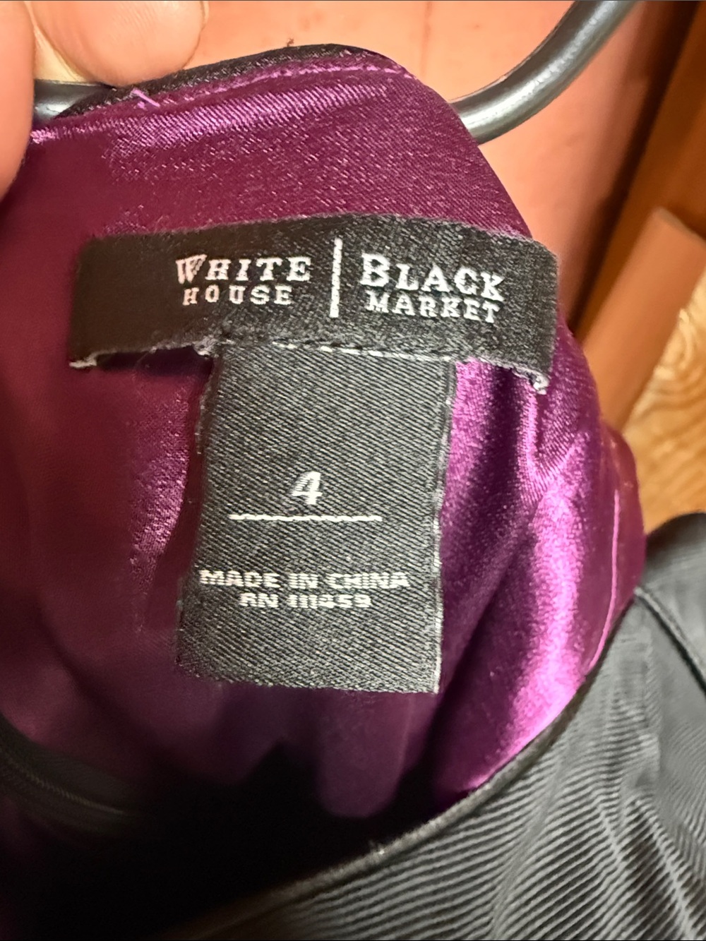 White House Black Market Black Midi Dress with Purple Lining - Picture 3 of 4